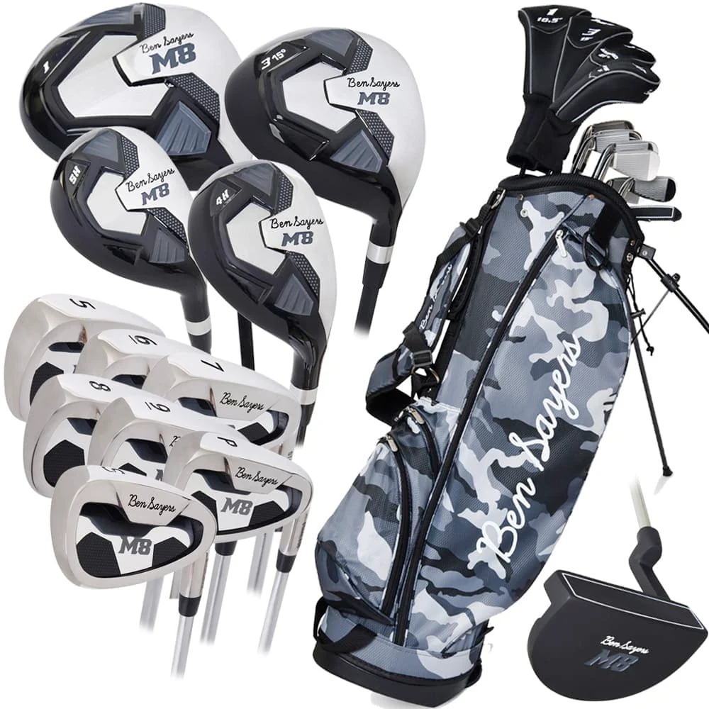 Ben Sayers M8 Youth 13-Piece Stand Bag Package Set - Camo - (63-67+" Golfer Height)