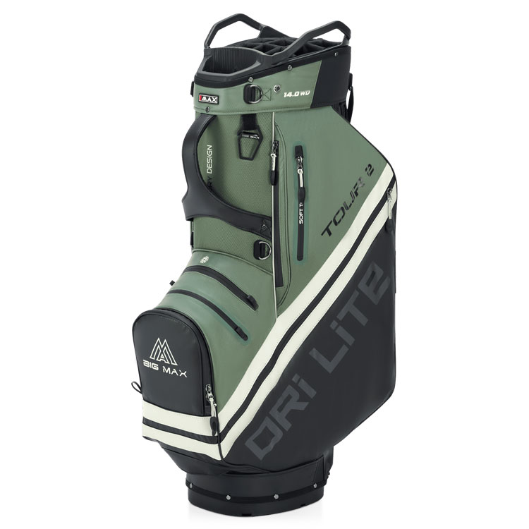 BIG MAX Dri Lite Tour 2 Cart Olive Green White Bag
