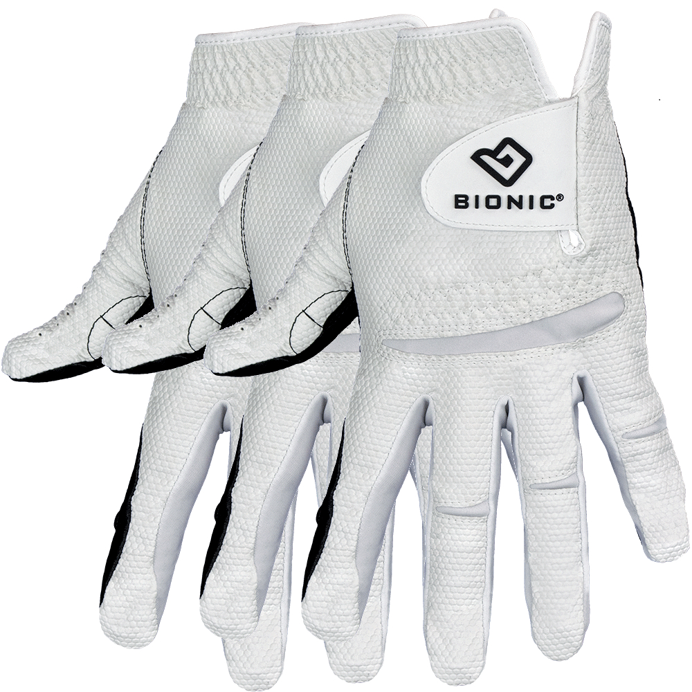 Bionic RELAX GRIP LEATHER GOLF GLOVE - 3 PACK