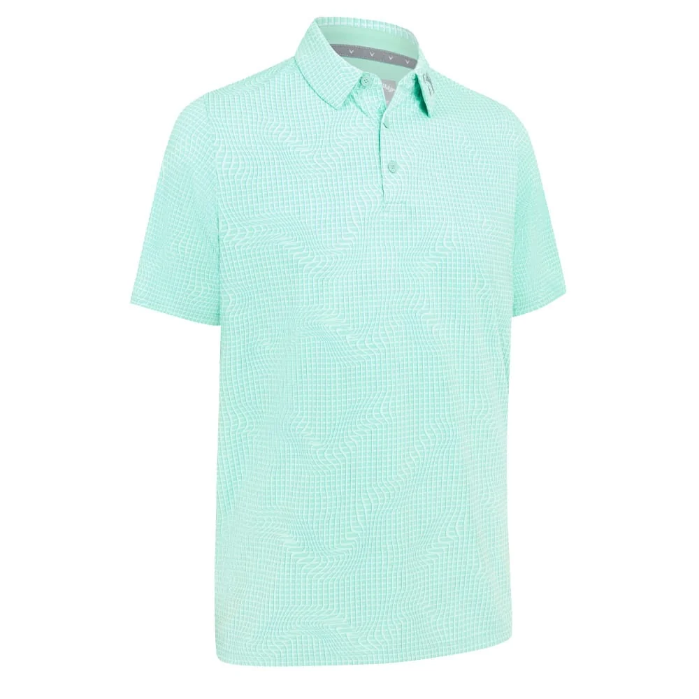 Callaway Warped Gingham Print Polo