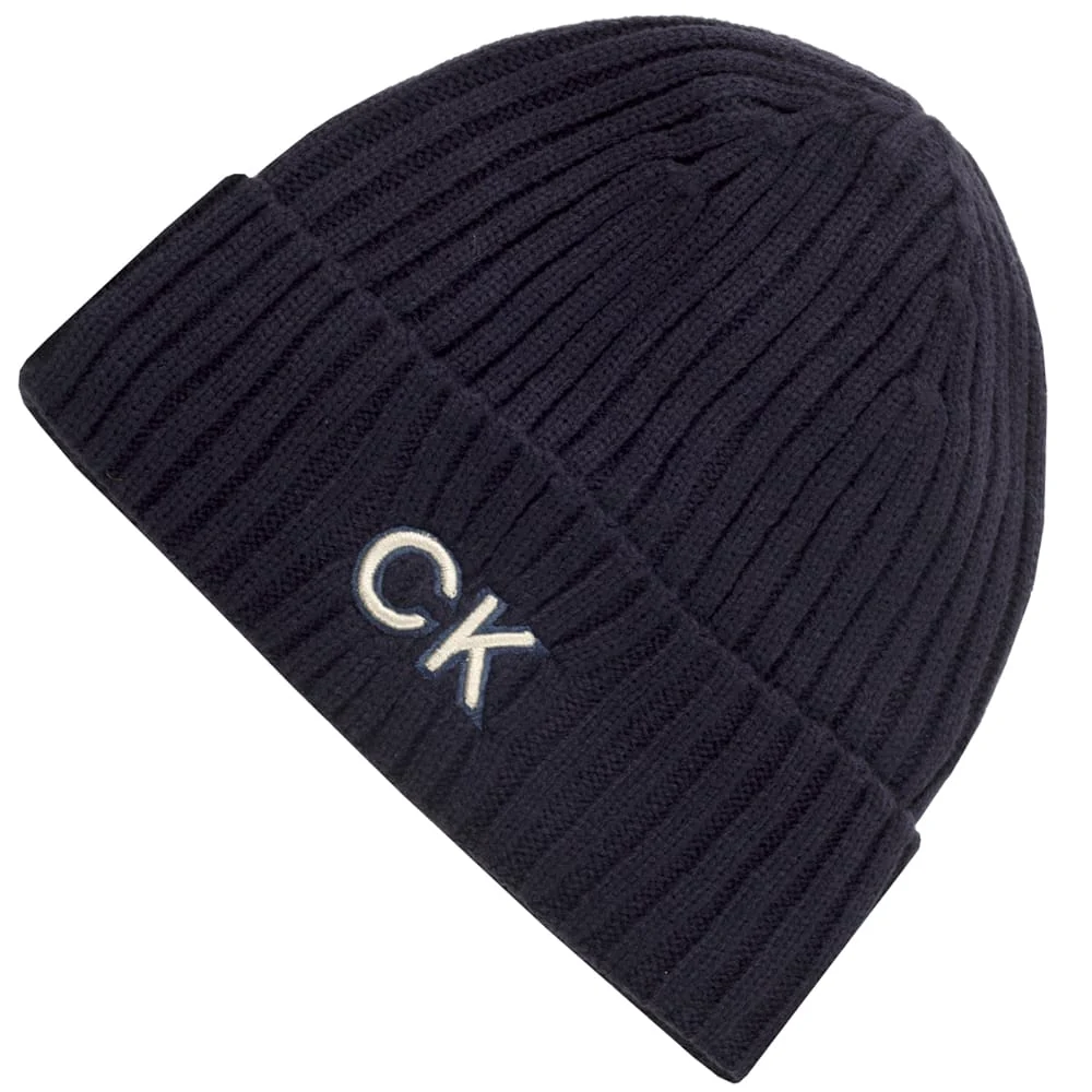 Calvin Klein Ribbed Knit Beanie Hd Embroided