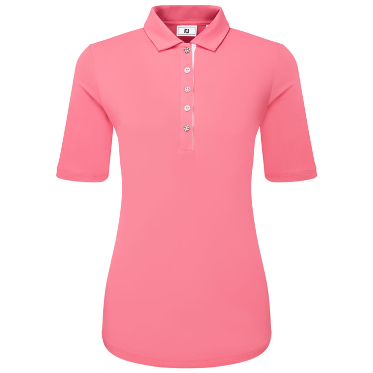 FootJoy Half Sleeve Ruched Lisle Polo Lemonade Ladies