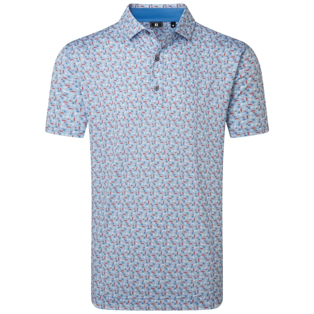Footjoy Surfs Up Print Lisle Polo Chambray Nantucket Coastal