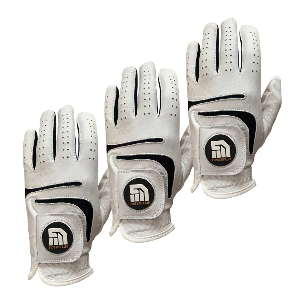 Get A Grip Golf Get A Leather Combo Glove - 3 Pack - Right Hand (Left Handed Golfer) / M