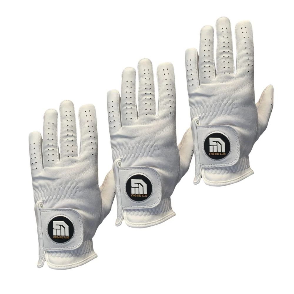 Get A Grip Golf Get A Premium Leather Glove - 3 Pack - Left Hand (Right Handed Golfer) / L