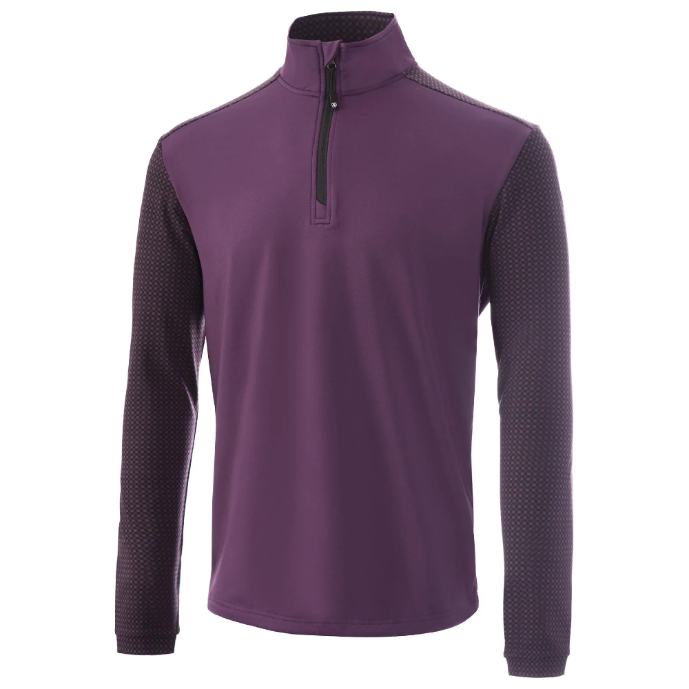 Island Green Geometric Contrast Zip Midlayer Pullover