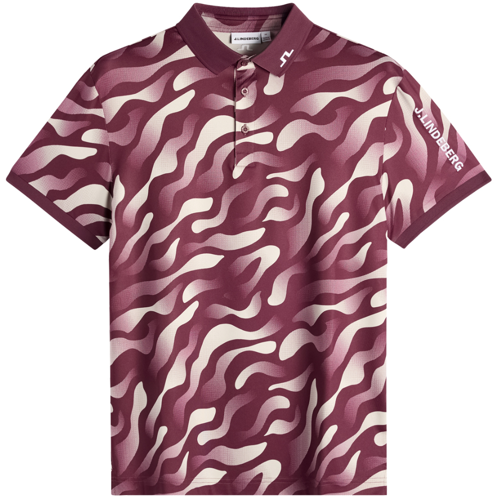 J.Lindeberg 2026 Tour Tech Print Polo Bunker Fade Winetasting Moon