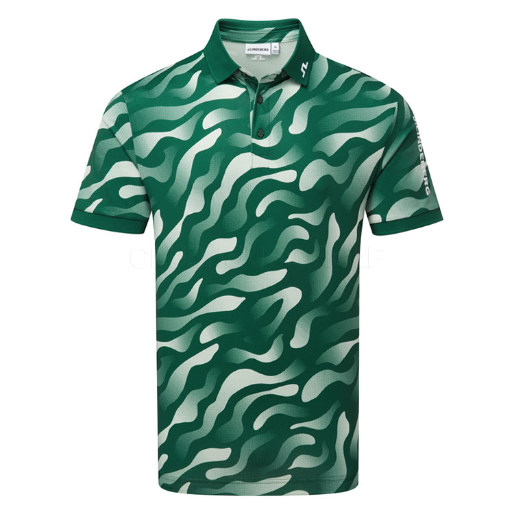 J.Lindeberg Tour Tech Print Polo Bunker Fade Forest Gmjt14652 M580