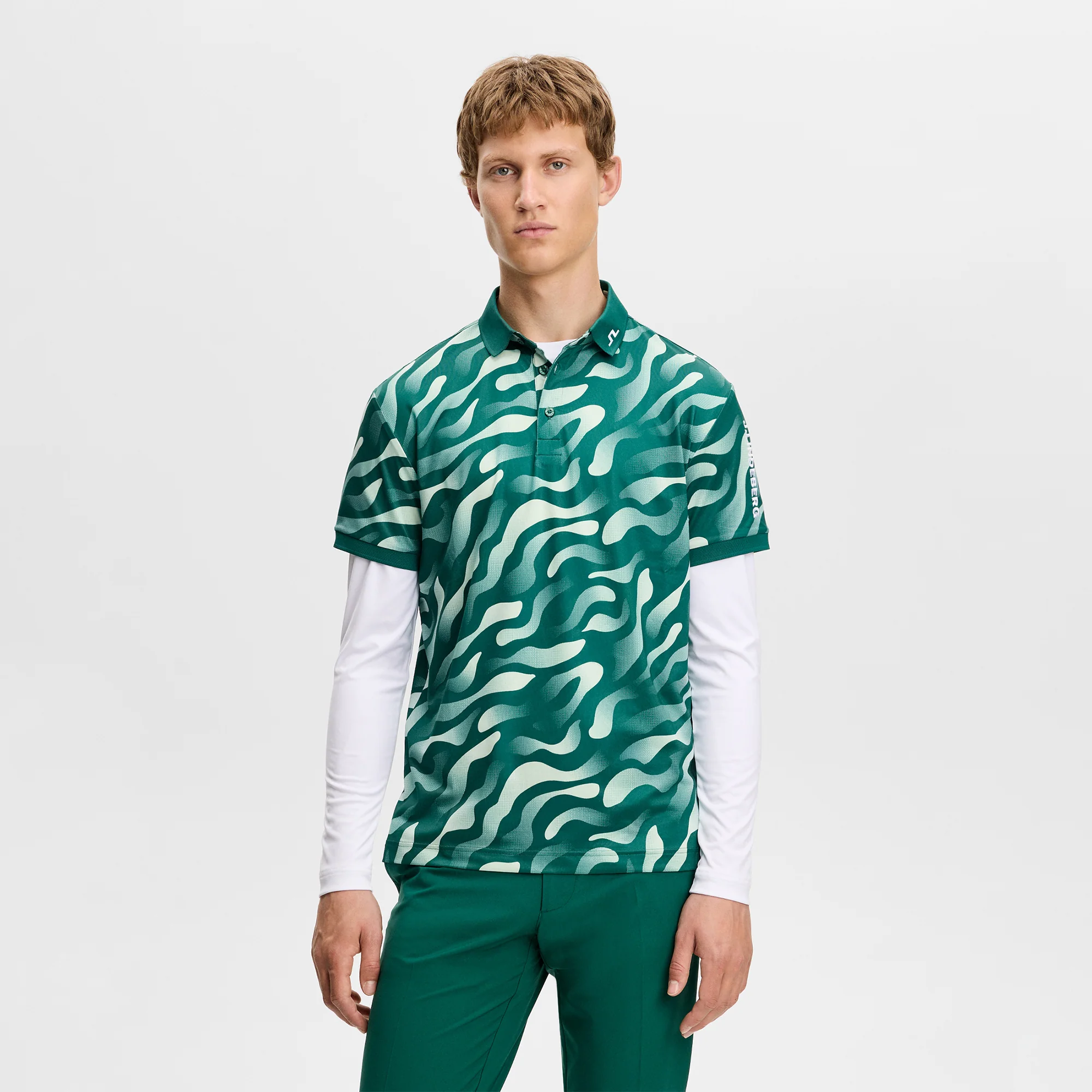 J.Lindeberg Tour Tech Print Polo Bunker Fade Sub 2x