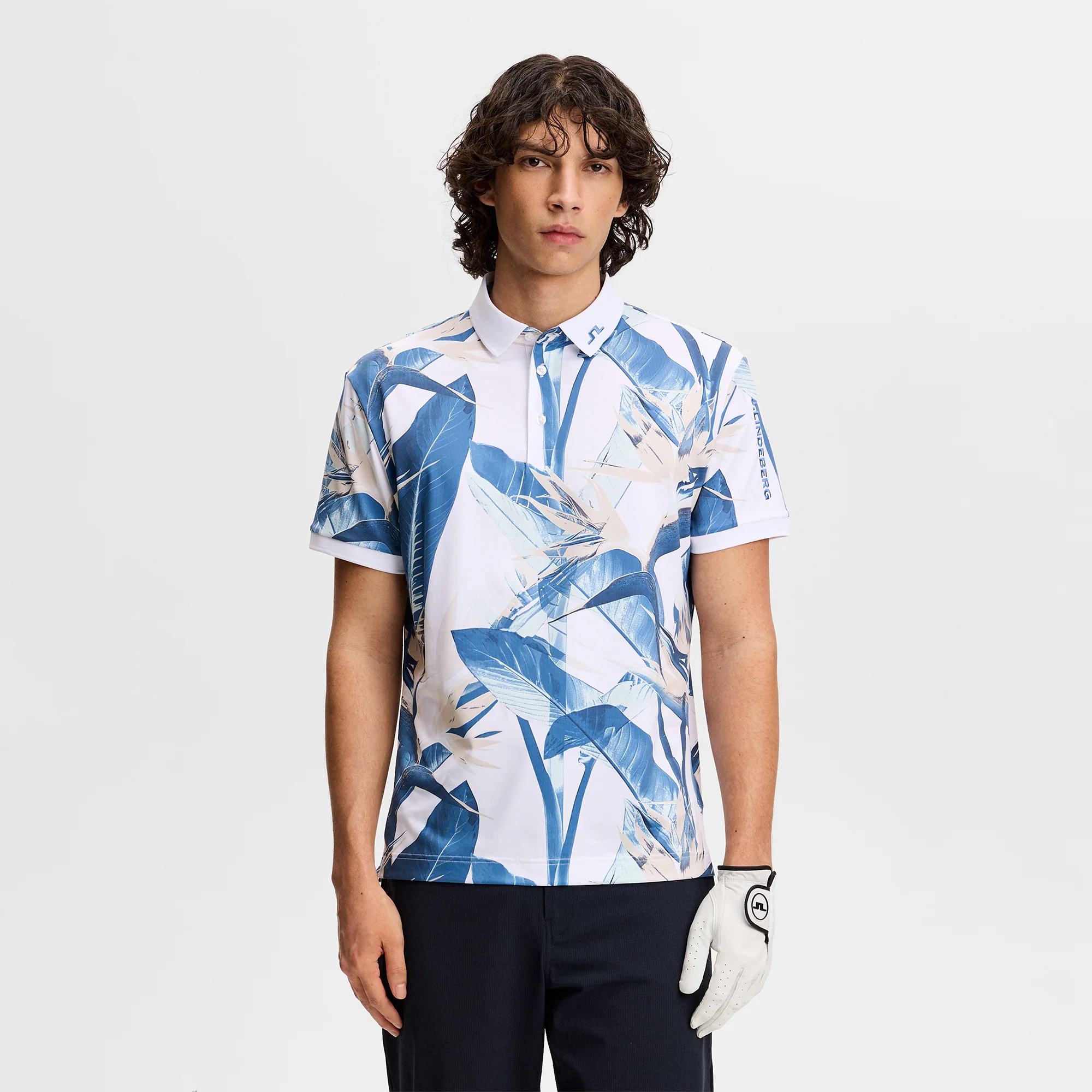 J.Lindeberg Tour Tech Print Polo Paradise Skylight 2x
