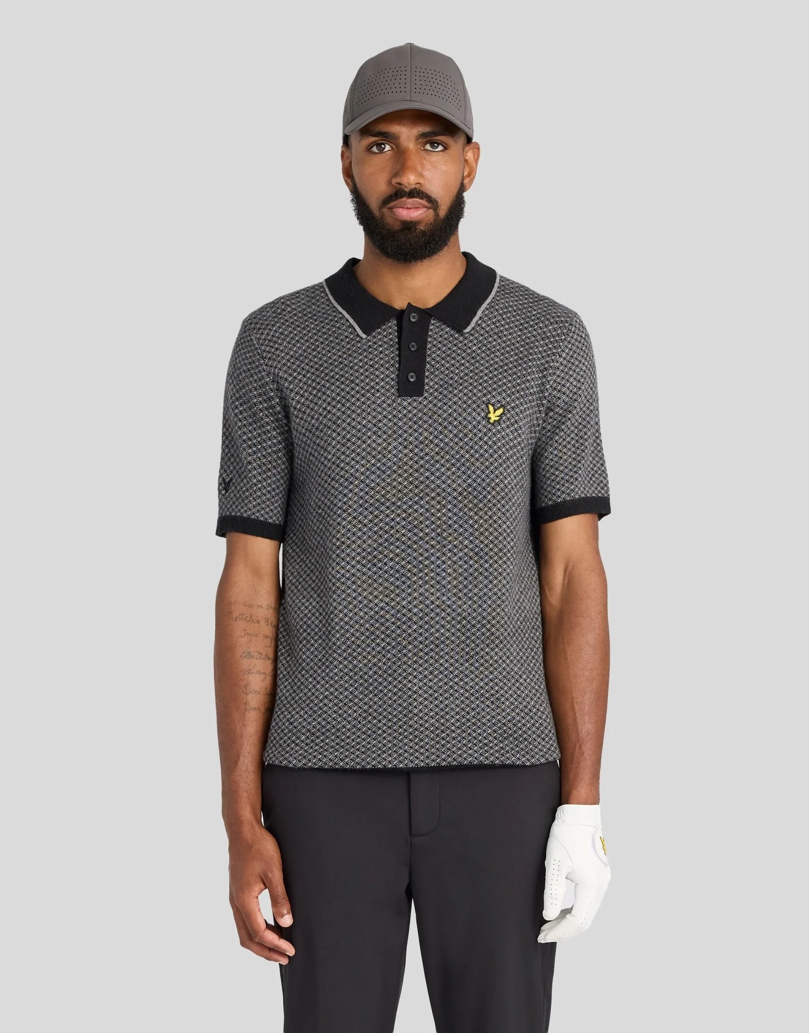 Lyle & Scott Cashmere Blend Cross Hatch Polo Jet
