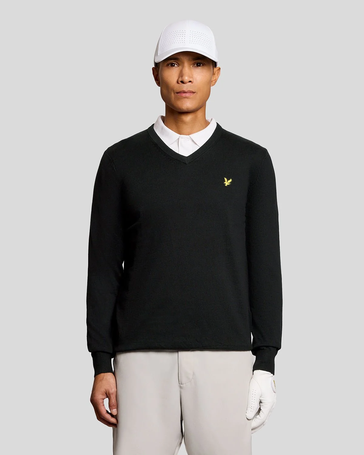Lyle & Scott Cotton Blend V Neck Jumper Jet