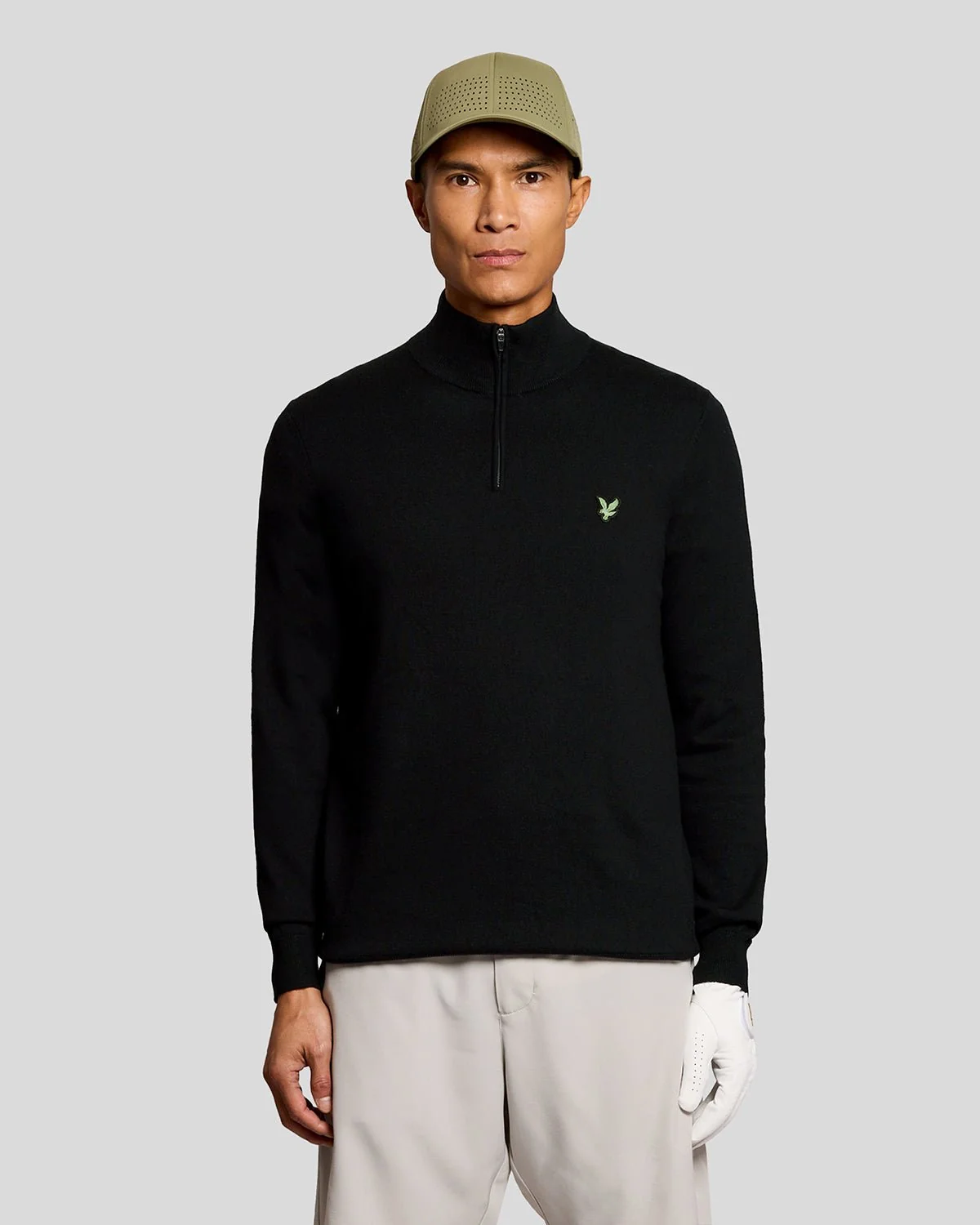 Lyle & Scott Eagle Cotton Blend Zip Jumper In