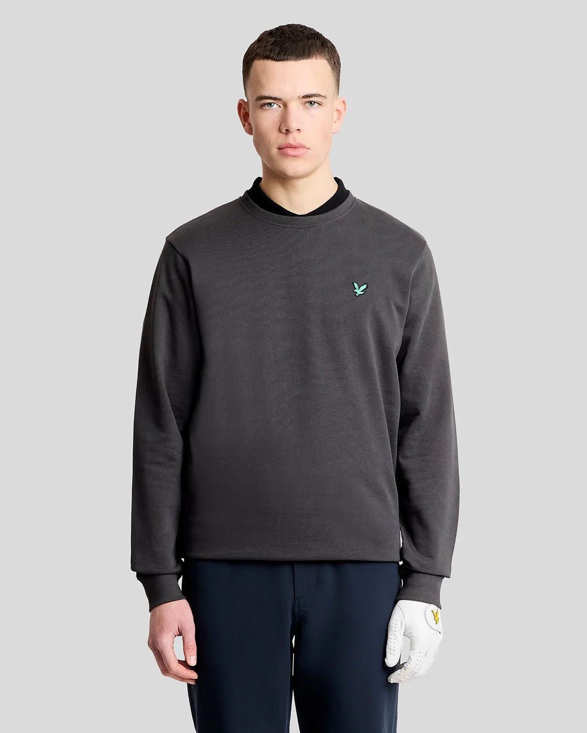 Lyle & Scott Eagle Cotton Crew Neck Sweatshirt In Gunmetal