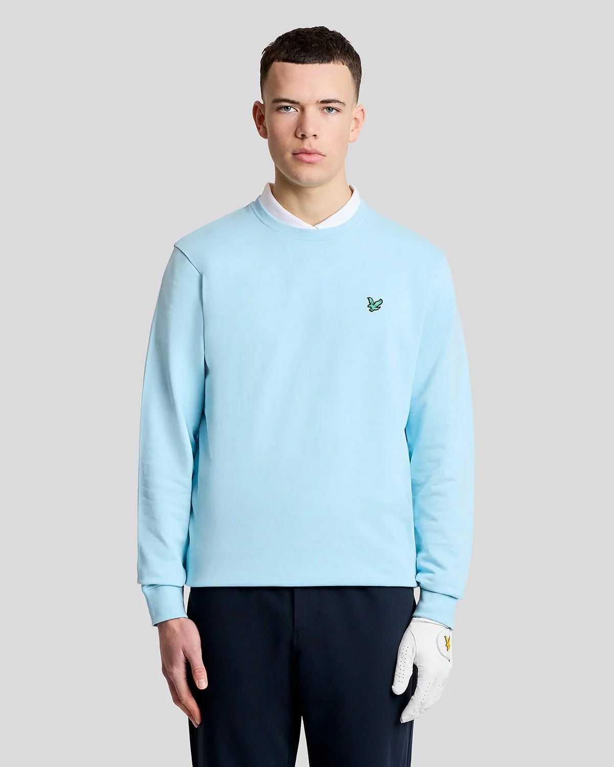 Lyle & Scott Eagle Cotton Crew Neck Sweatshirt In Sea Breeze