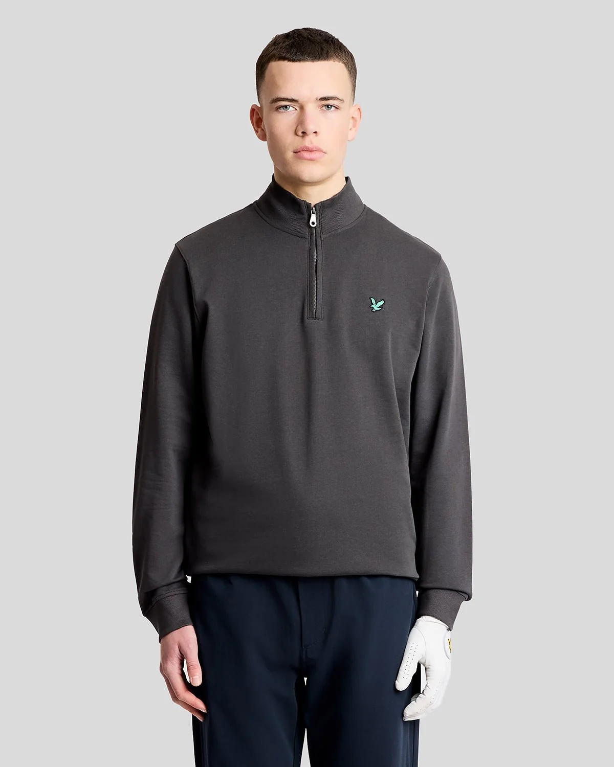 Lyle & Scott Eagle Cotton Zip Midlayer In Gunmetal