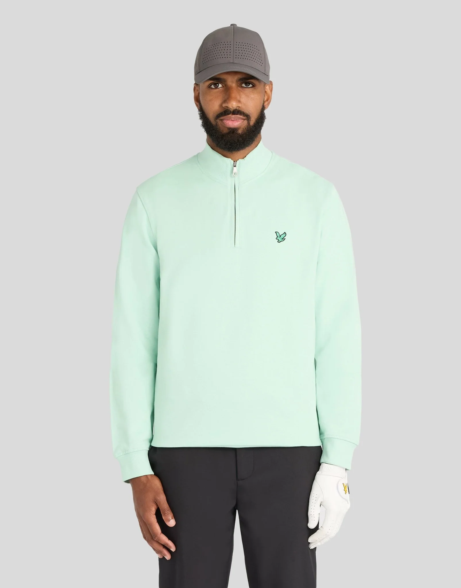Lyle & Scott Eagle Cotton Zip Midlayer In Morning