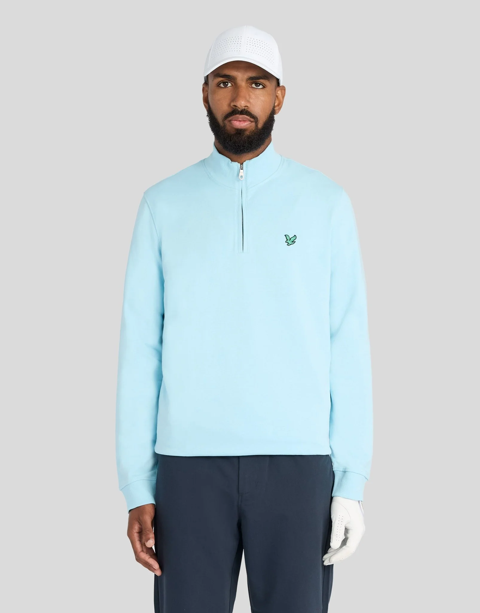 Lyle & Scott Eagle Cotton Zip Midlayer In Sea Breeze