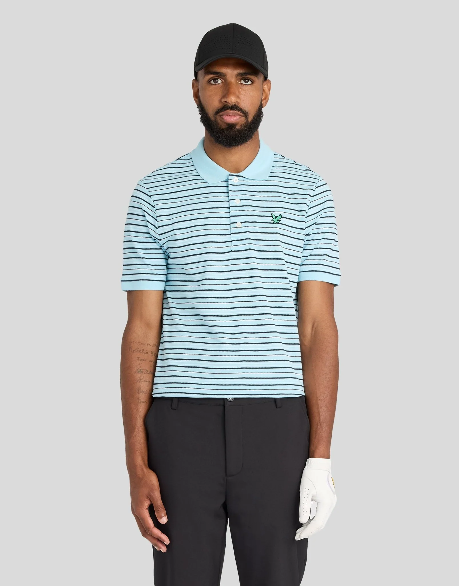 Lyle & Scott Eagle Striped Polo In Sea Breeze Subtle