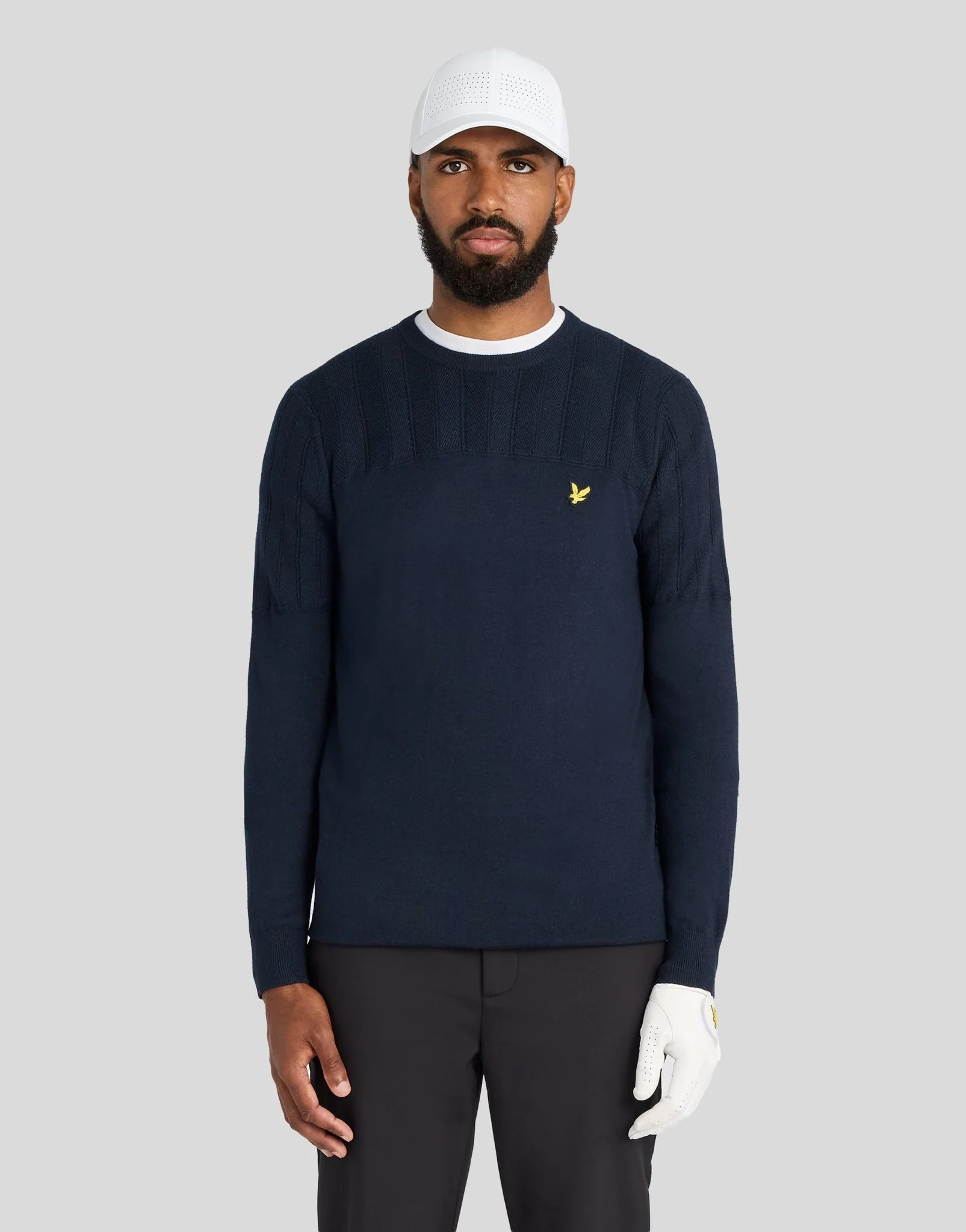 Lyle & Scott Texture Block Crew Neck Jumper Dark