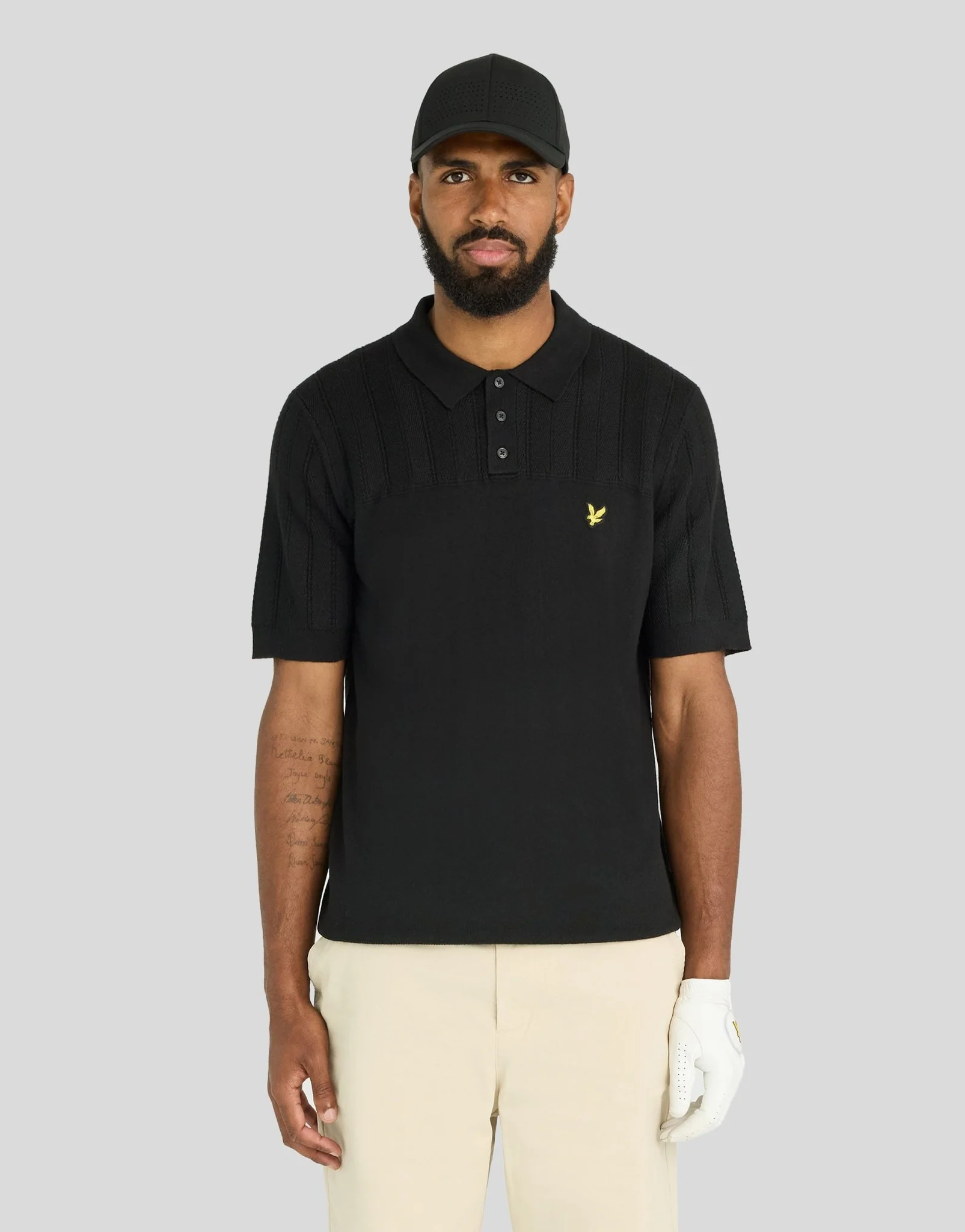 Lyle & Scott Texture Block Knitted Polo Jet