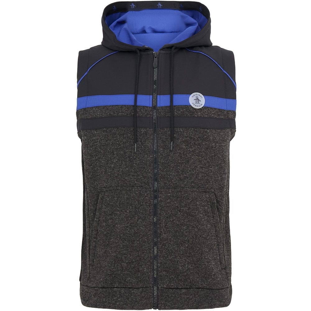 Original Penguin Full Zip Heritage Mixed Media Hoodie Gilet Dark Caviar Heather