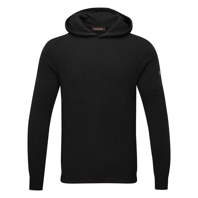 Oscar Jacobson Pascal Merino Blend Knitted Hoodie Ojknt0371 Blk
