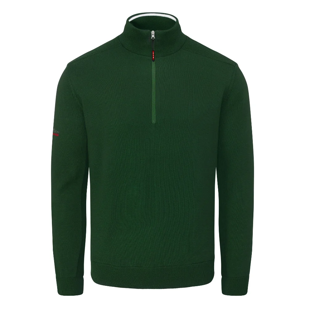 Oscar Jacobson Rumsey Zip Merino Lined Pullover Top 2025 Pineneedle