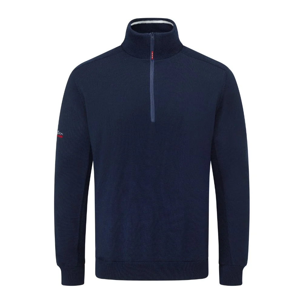 Oscar Jacobson Rumsey Zip Merino Lined Pullover Top