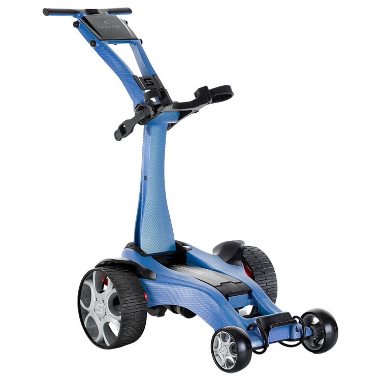 Stewart Q Follow Carbon Electric Golf Trolley Carbon Extended Lithium Battery
