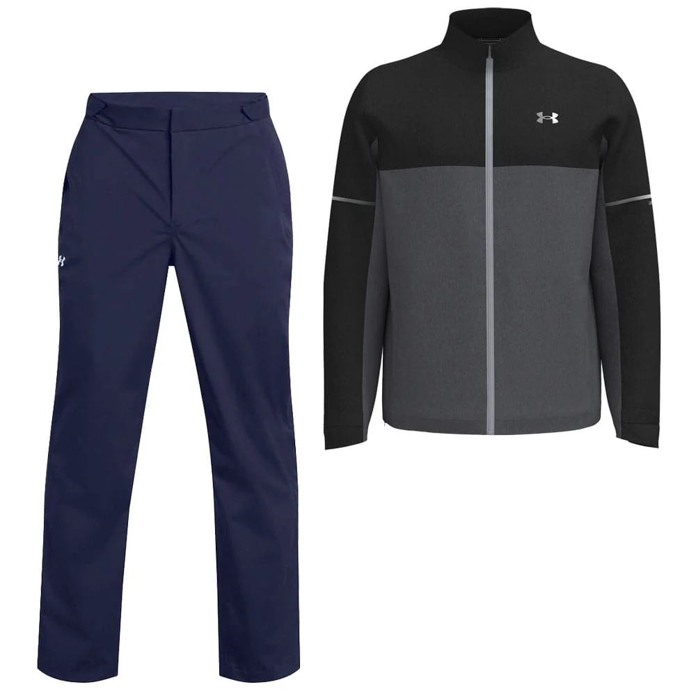 Under Armour Drive Rain Waterproof Suit Castlerock Midnight Metallic Jacket Trousers