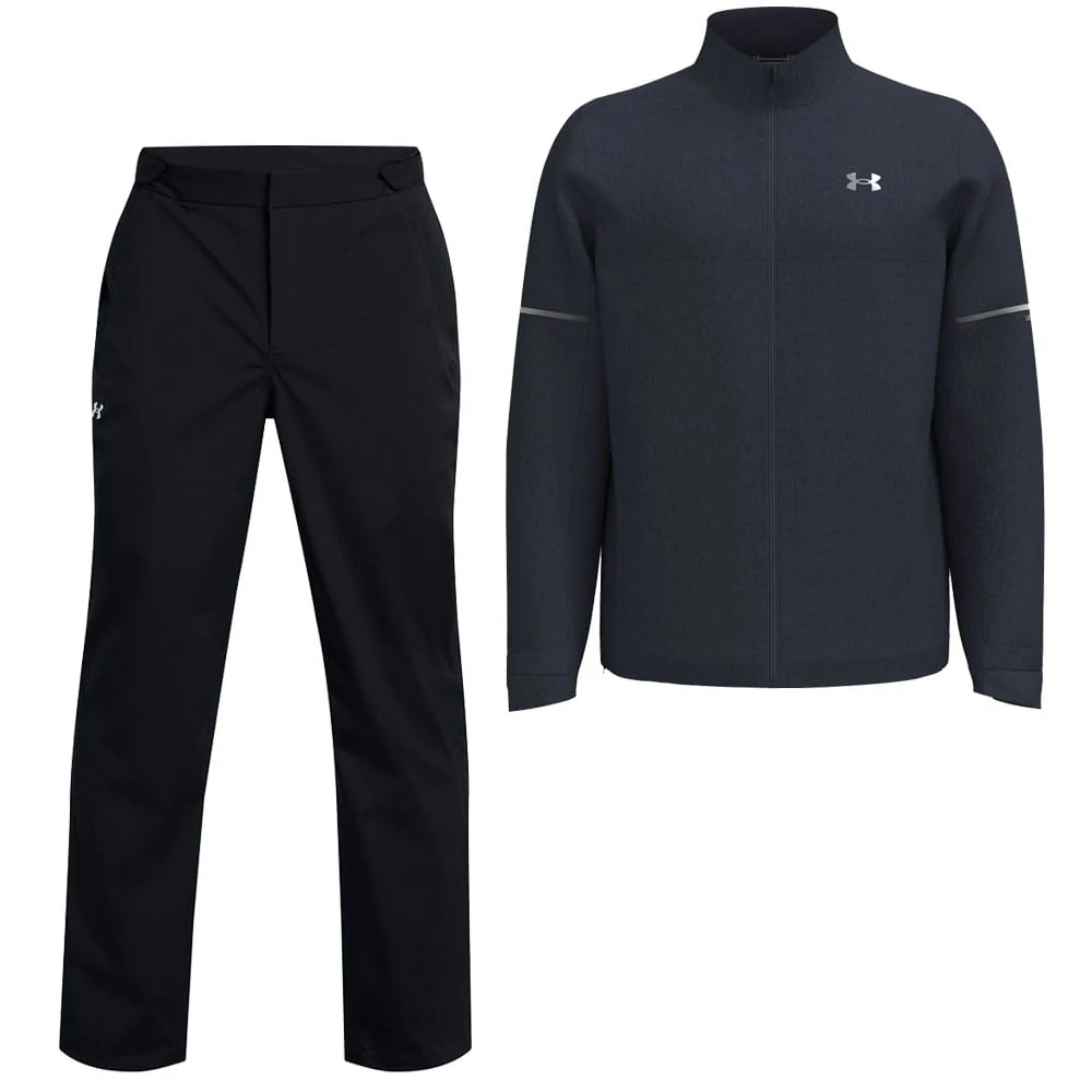 Under Armour Drive Rain Waterproof Suit Midnight Metallic Jacket Trousers