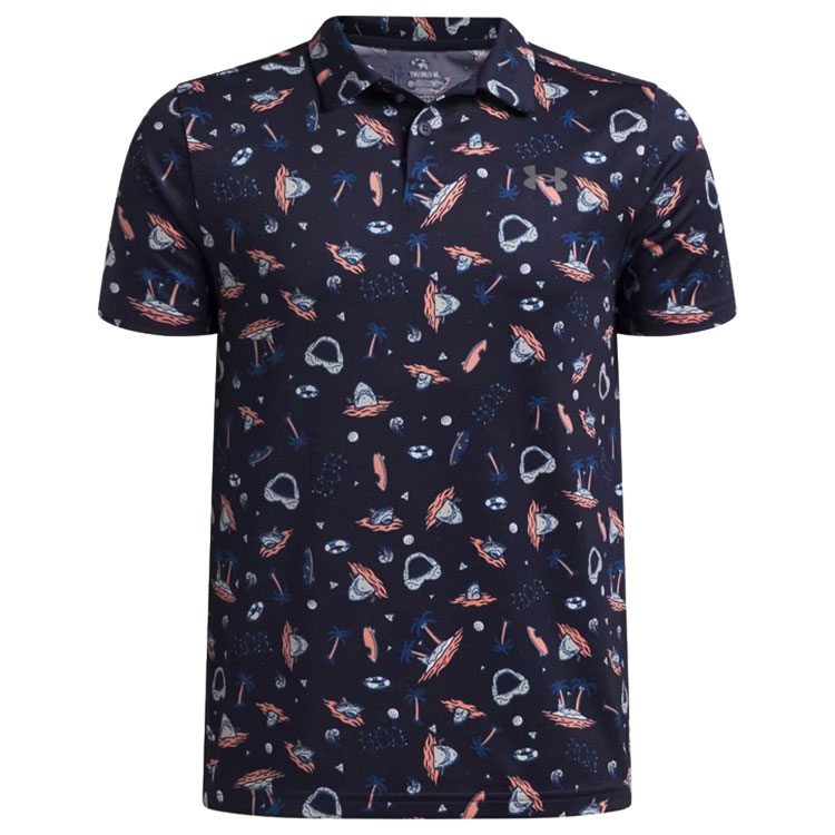 Under Armour Matchplay Printed Polo Posh Castlerock Junior